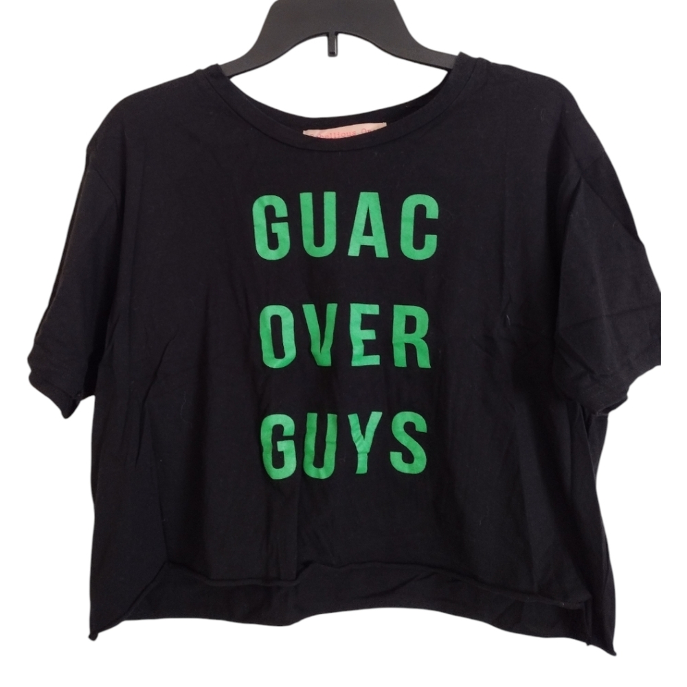 Rebellious One Guac Over Guys black green cropped 100% cotton T-shirt si…